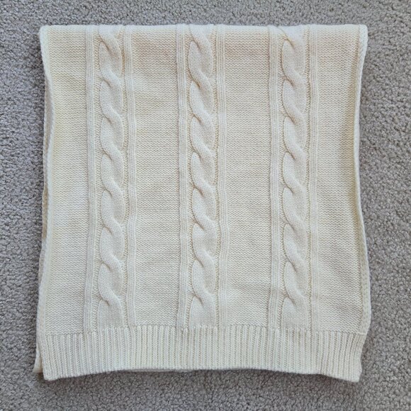 Cable Knit Ivory Scarf Wool Blend Oversized